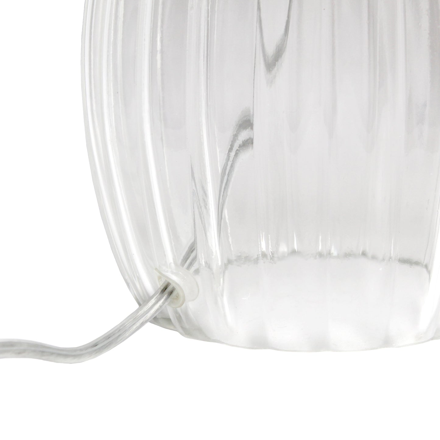 All The Rages Lalia Home 18" Clear Fluted Glass Table Lamp With Gray Fabric Shade