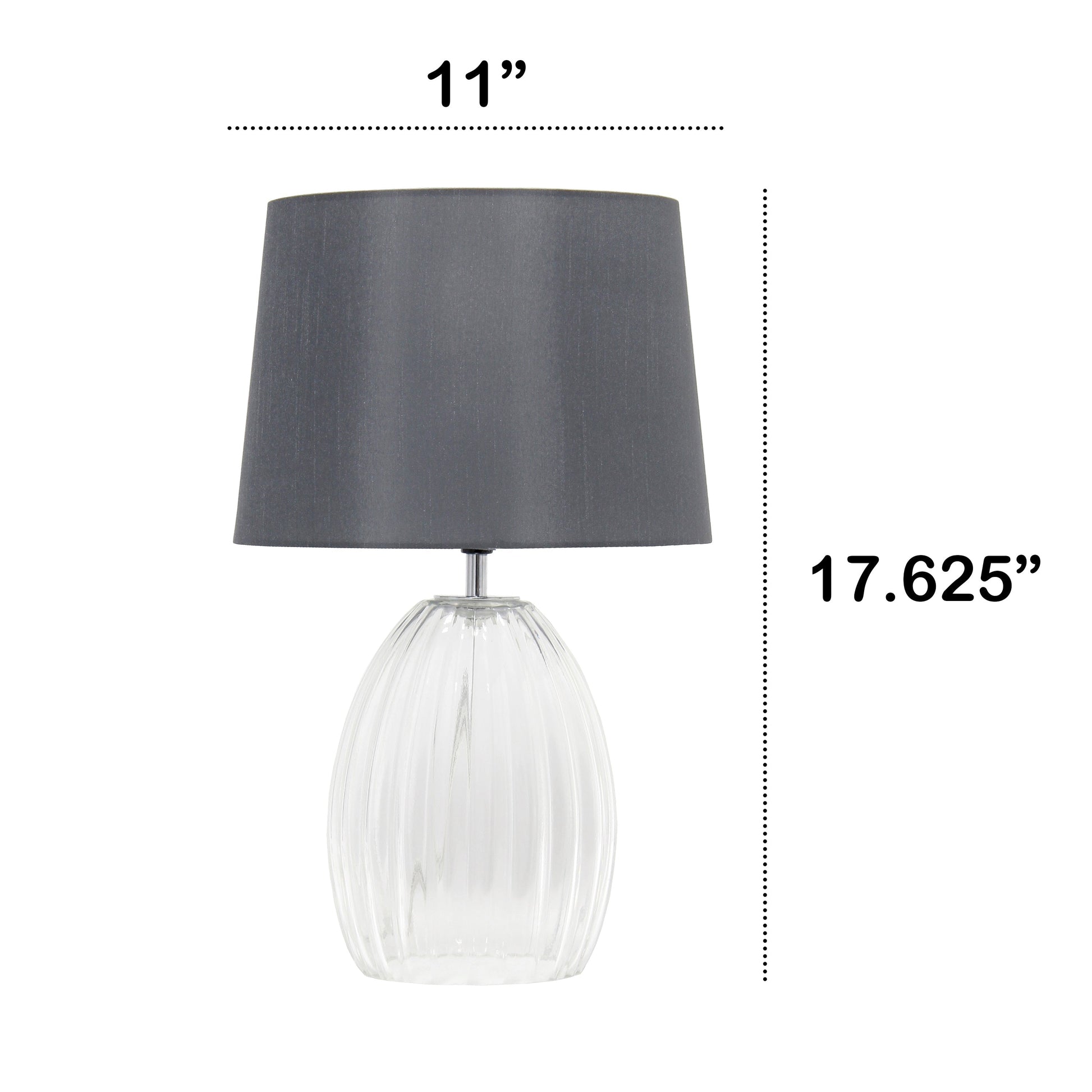All The Rages Lalia Home 18" Clear Fluted Glass Table Lamp With Gray Fabric Shade