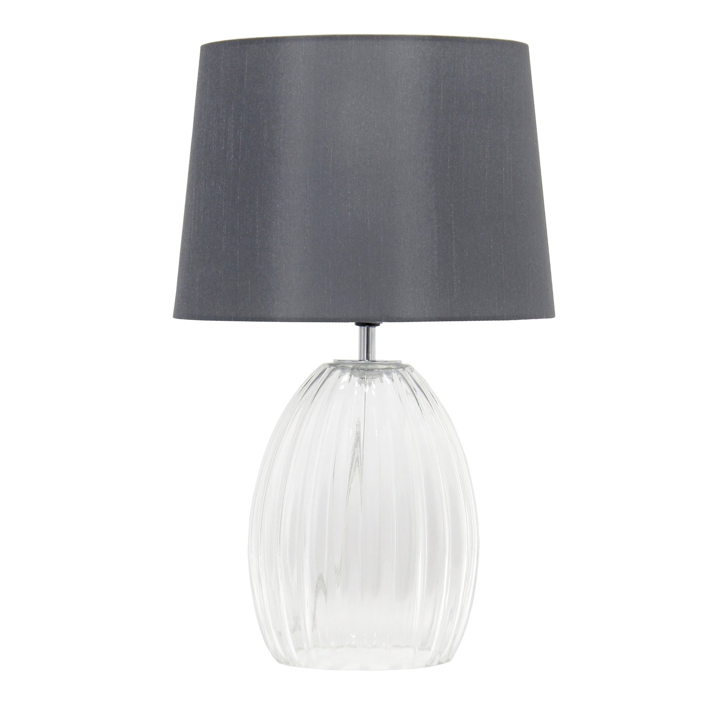 All The Rages Lalia Home 18" Clear Fluted Glass Table Lamp With Gray Fabric Shade