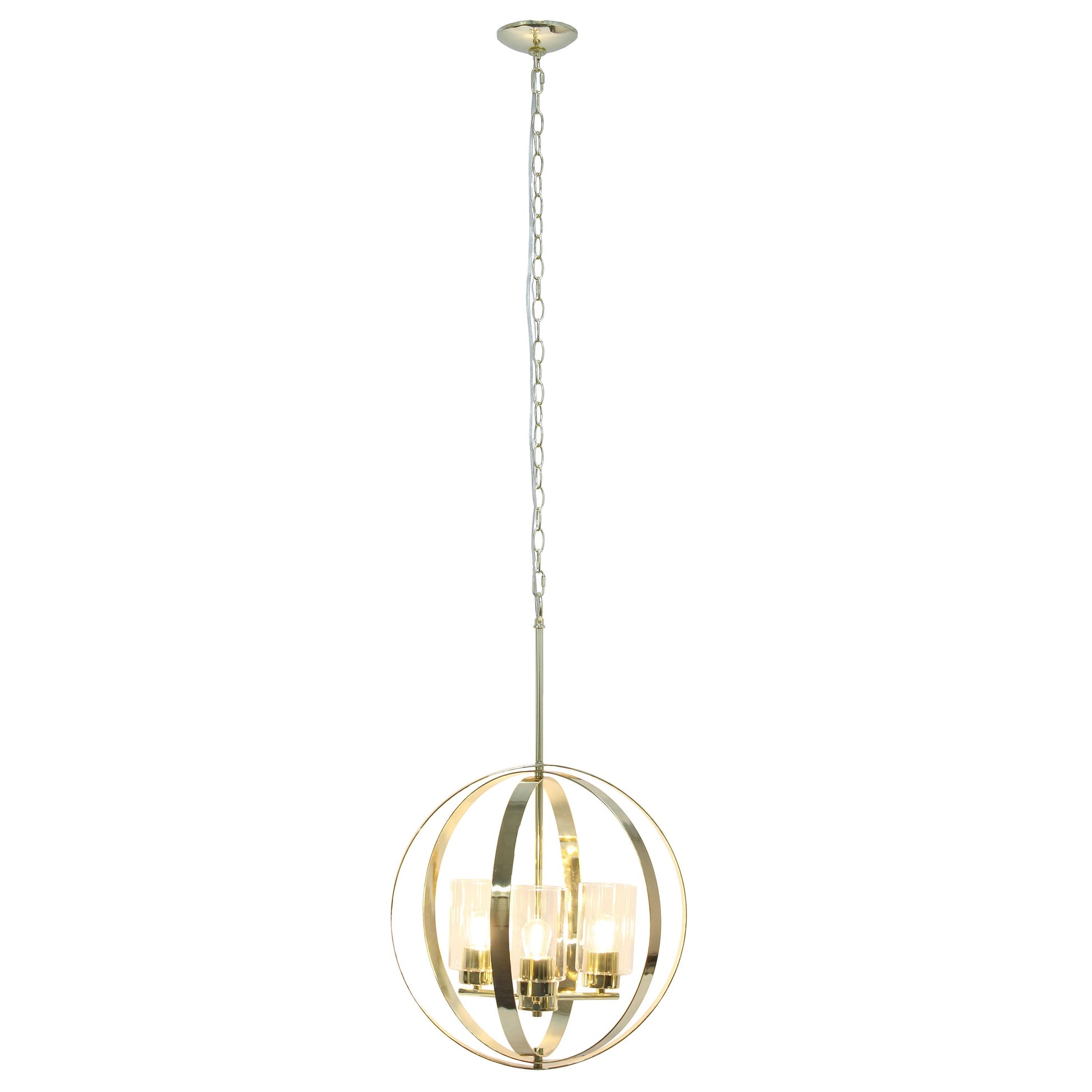 All The Rages Lalia Home 18" Gold 3-Light Adjustable Industrial Globe Metal & Clear Glass Pendant Light