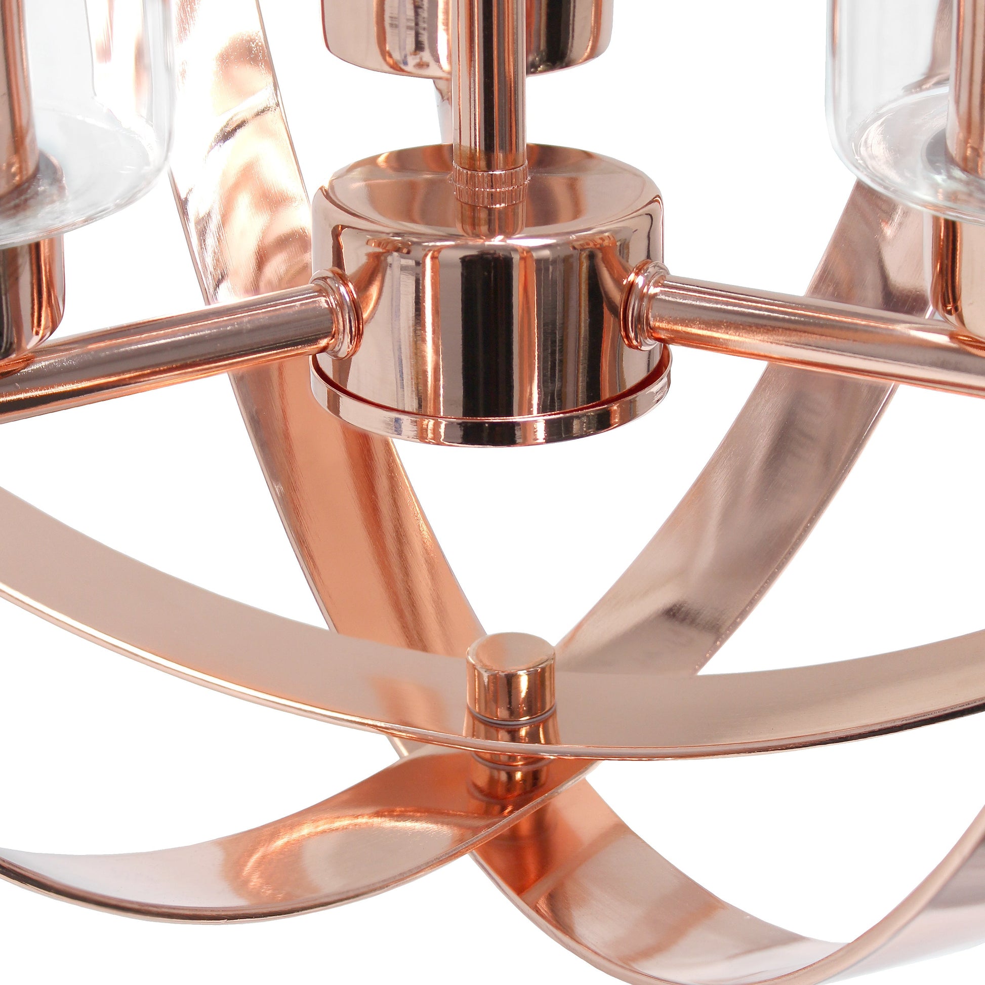 All The Rages Lalia Home 18" Rose Gold 3-Light Adjustable Industrial Globe Metal & Clear Glass Pendant Light