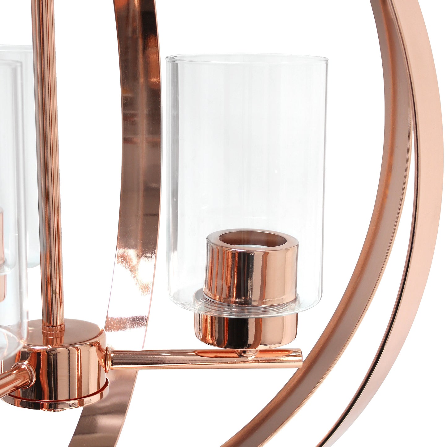 All The Rages Lalia Home 18" Rose Gold 3-Light Adjustable Industrial Globe Metal & Clear Glass Pendant Light