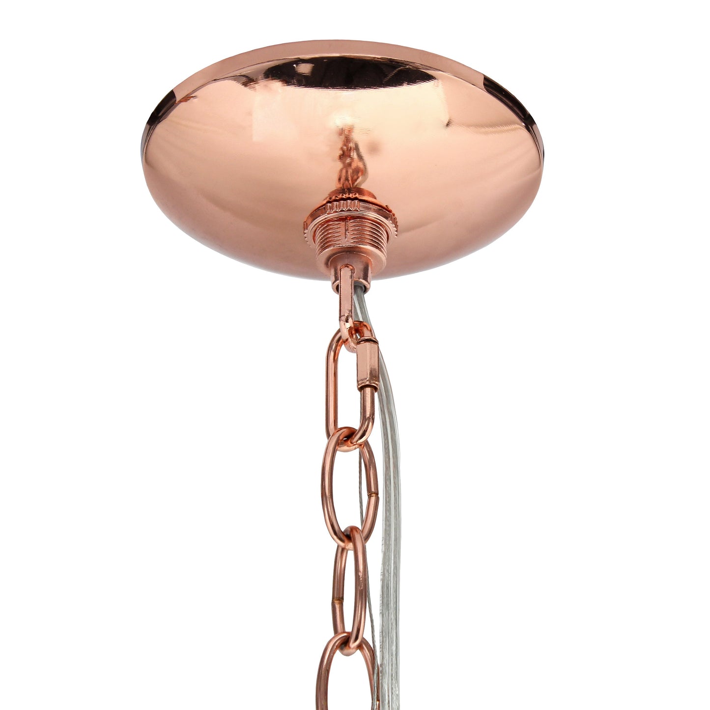 All The Rages Lalia Home 18" Rose Gold 3-Light Adjustable Industrial Globe Metal & Clear Glass Pendant Light