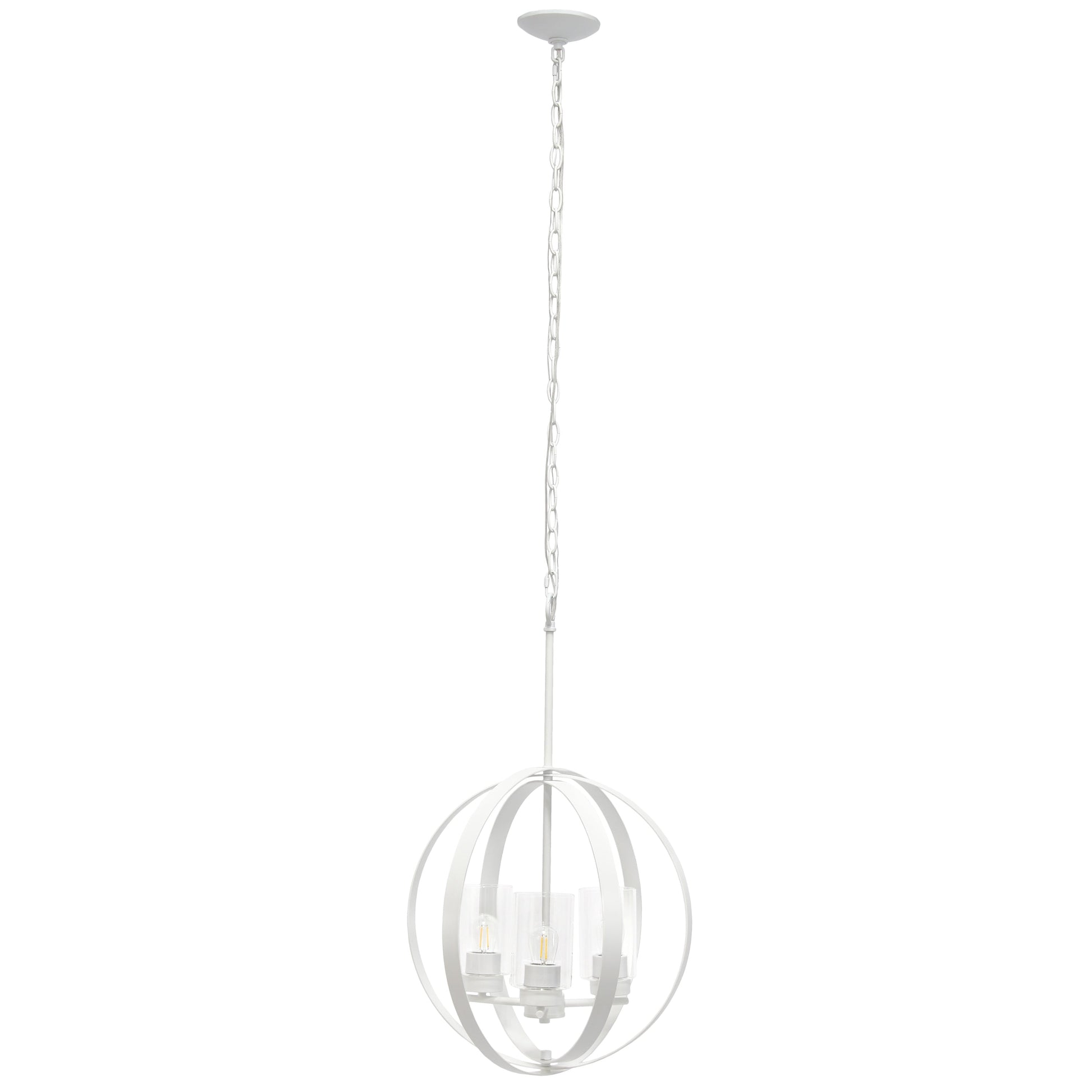 All The Rages Lalia Home 18" White 3-Light Adjustable Industrial Globe Metal & Clear Glass Pendant Light