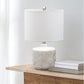 All The Rages Lalia Home 19" Off White Ceramic Eyelet Pattern Floral Textured Table Lamp With White Fabric Shade