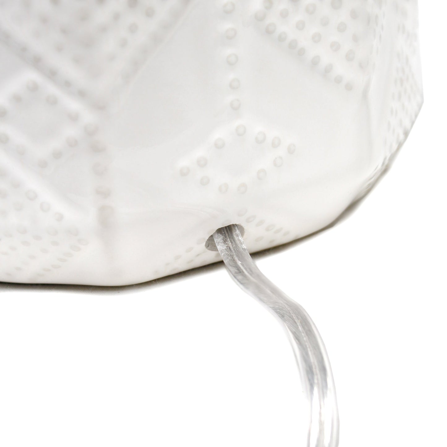 All The Rages Lalia Home 19" Off White Ceramic Eyelet Pattern Floral Textured Table Lamp With White Fabric Shade