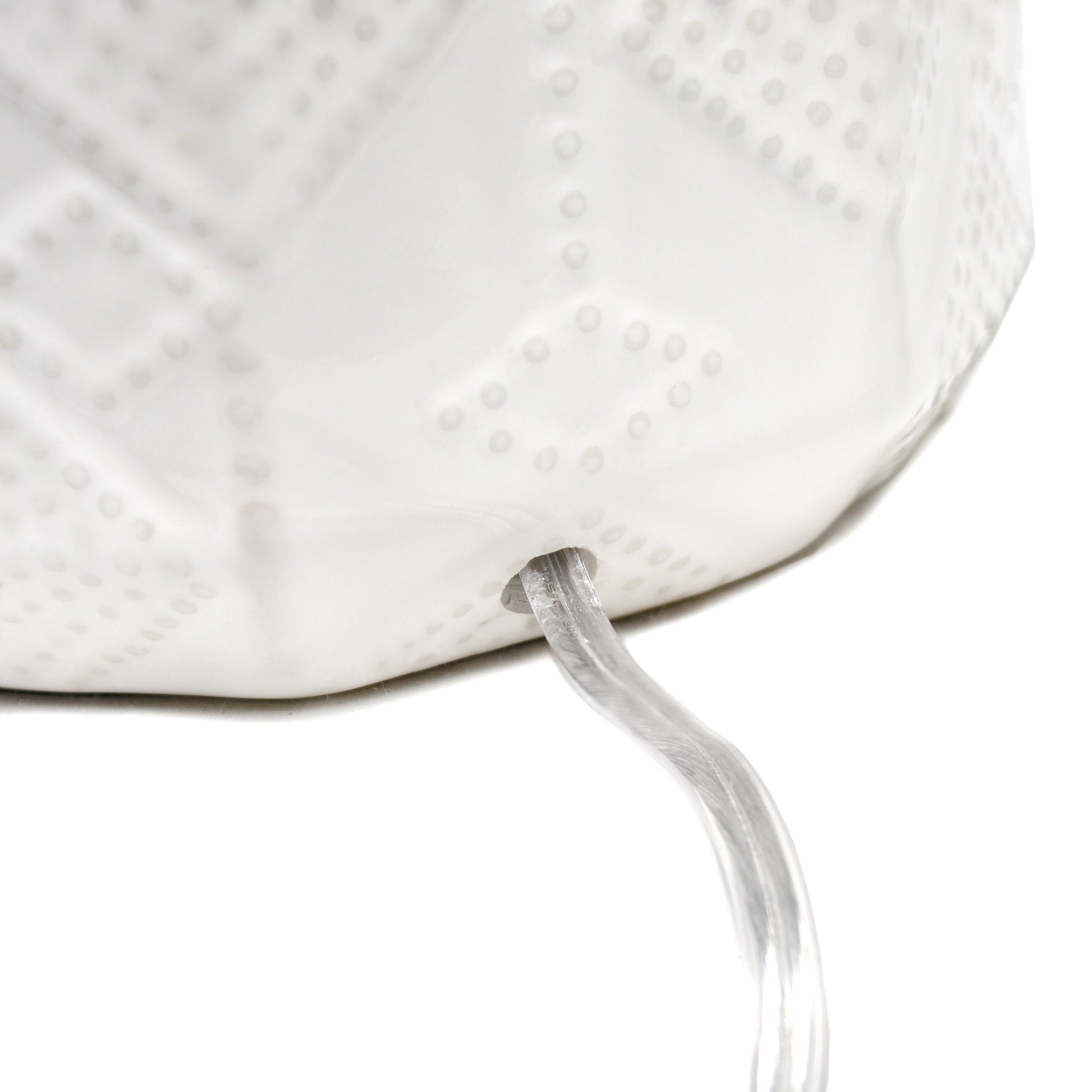 All The Rages Lalia Home 19" Off White Ceramic Eyelet Pattern Floral Textured Table Lamp With White Fabric Shade