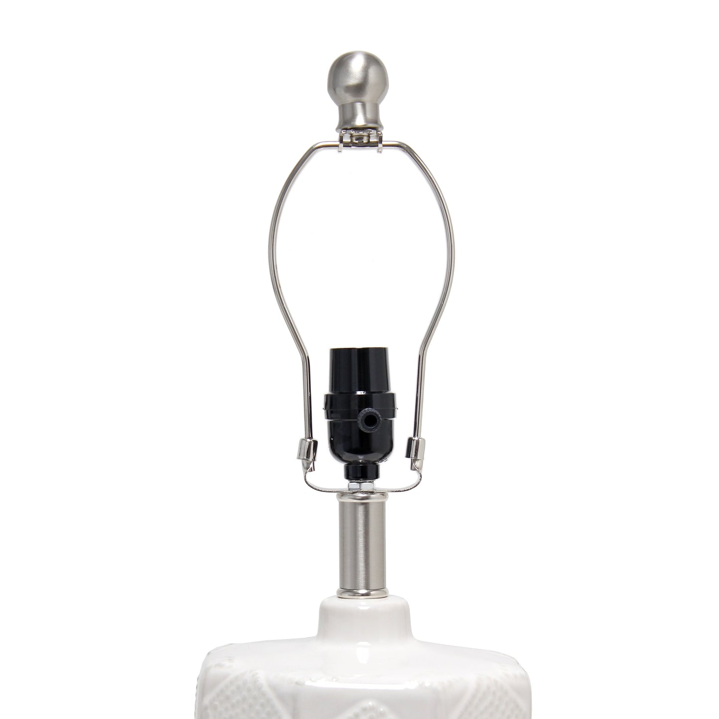 All The Rages Lalia Home 19" Off White Ceramic Eyelet Pattern Floral Textured Table Lamp With White Fabric Shade