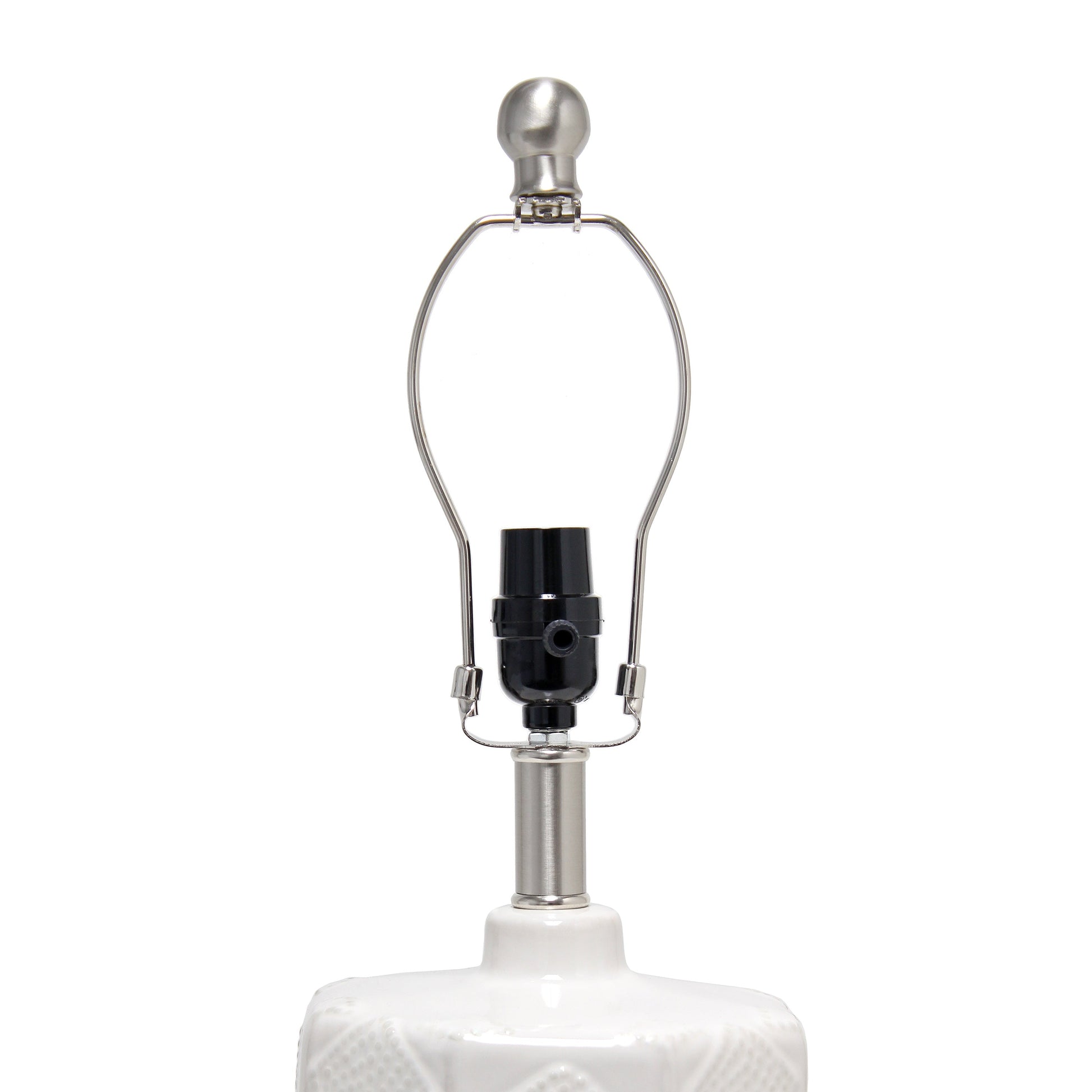 All The Rages Lalia Home 19" Off White Ceramic Eyelet Pattern Floral Textured Table Lamp With White Fabric Shade