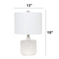 All The Rages Lalia Home 19" Off White Ceramic Eyelet Pattern Floral Textured Table Lamp With White Fabric Shade