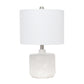 All The Rages Lalia Home 19" Off White Ceramic Eyelet Pattern Floral Textured Table Lamp With White Fabric Shade