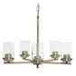 All The Rages Lalia Home 21" Antique Brass 5-Light Classic Contemporary Clear Glass & Metal Pendant Light