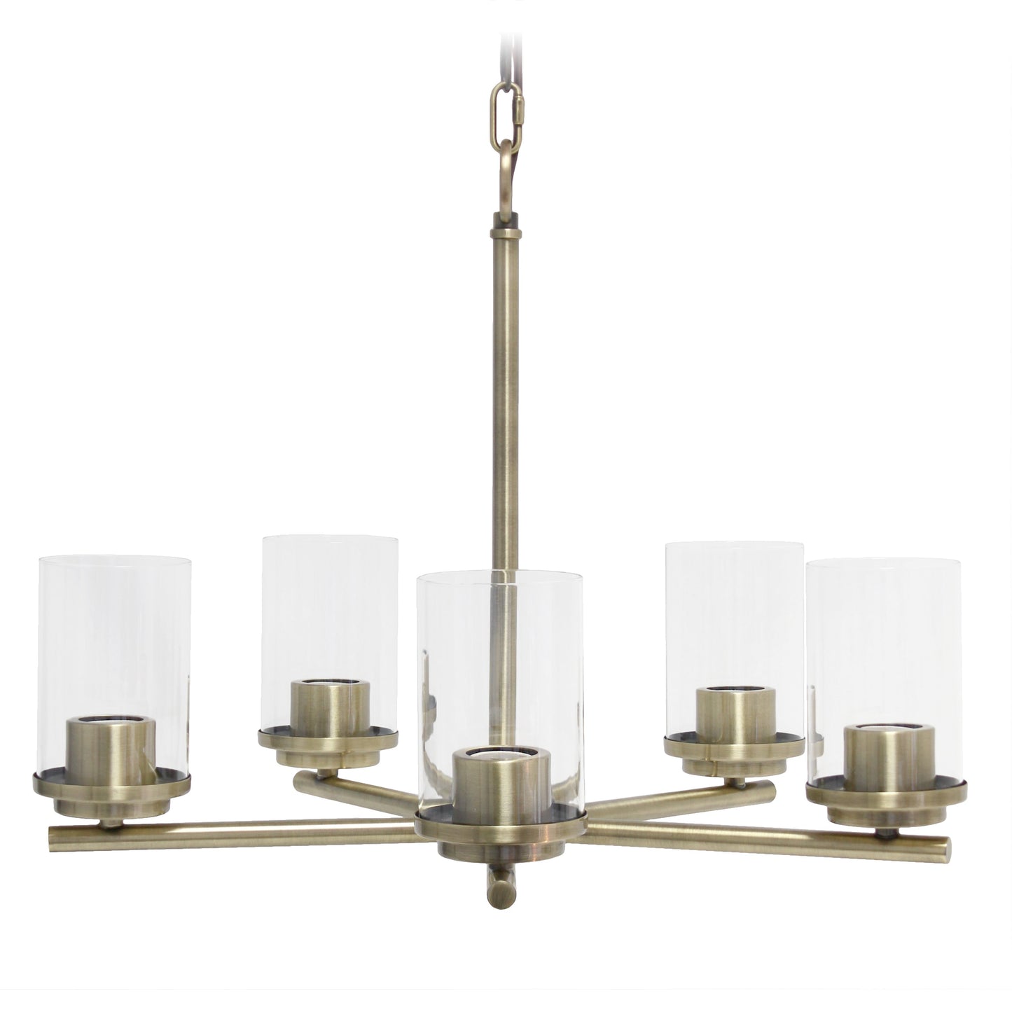 All The Rages Lalia Home 21" Antique Brass 5-Light Classic Contemporary Clear Glass & Metal Pendant Light