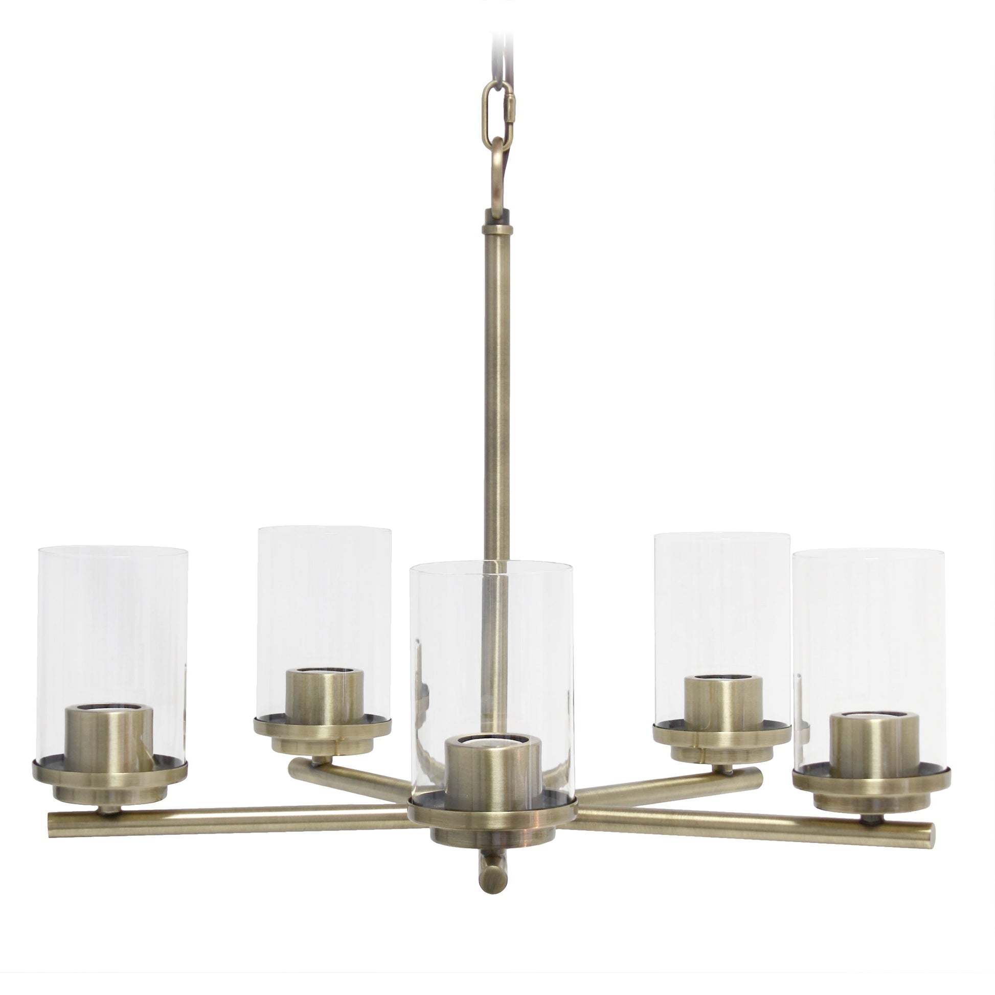 All The Rages Lalia Home 21" Antique Brass 5-Light Classic Contemporary Clear Glass & Metal Pendant Light