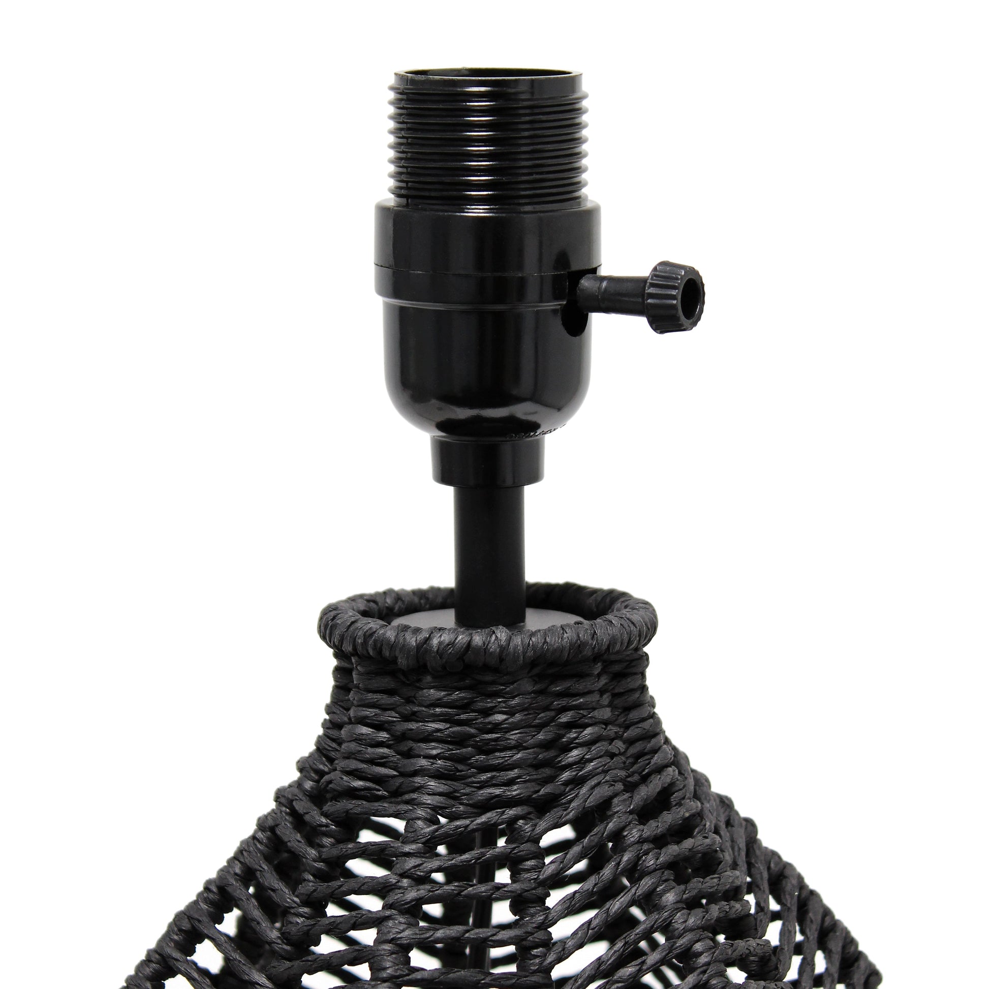 All The Rages Lalia Home 21" Black Vintage Rattan Wicker Style Paper Rope Table Lamp With Light Gray Fabric Shade