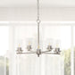 All The Rages Lalia Home 21" Brushed Nickel 5-Light Classic Contemporary Clear Glass & Metal Pendant Light