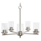 All The Rages Lalia Home 21" Brushed Nickel 5-Light Classic Contemporary Clear Glass & Metal Pendant Light