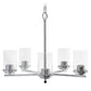 All The Rages Lalia Home 21" Chrome 5-Light Classic Contemporary Clear Glass & Metal Pendant Light