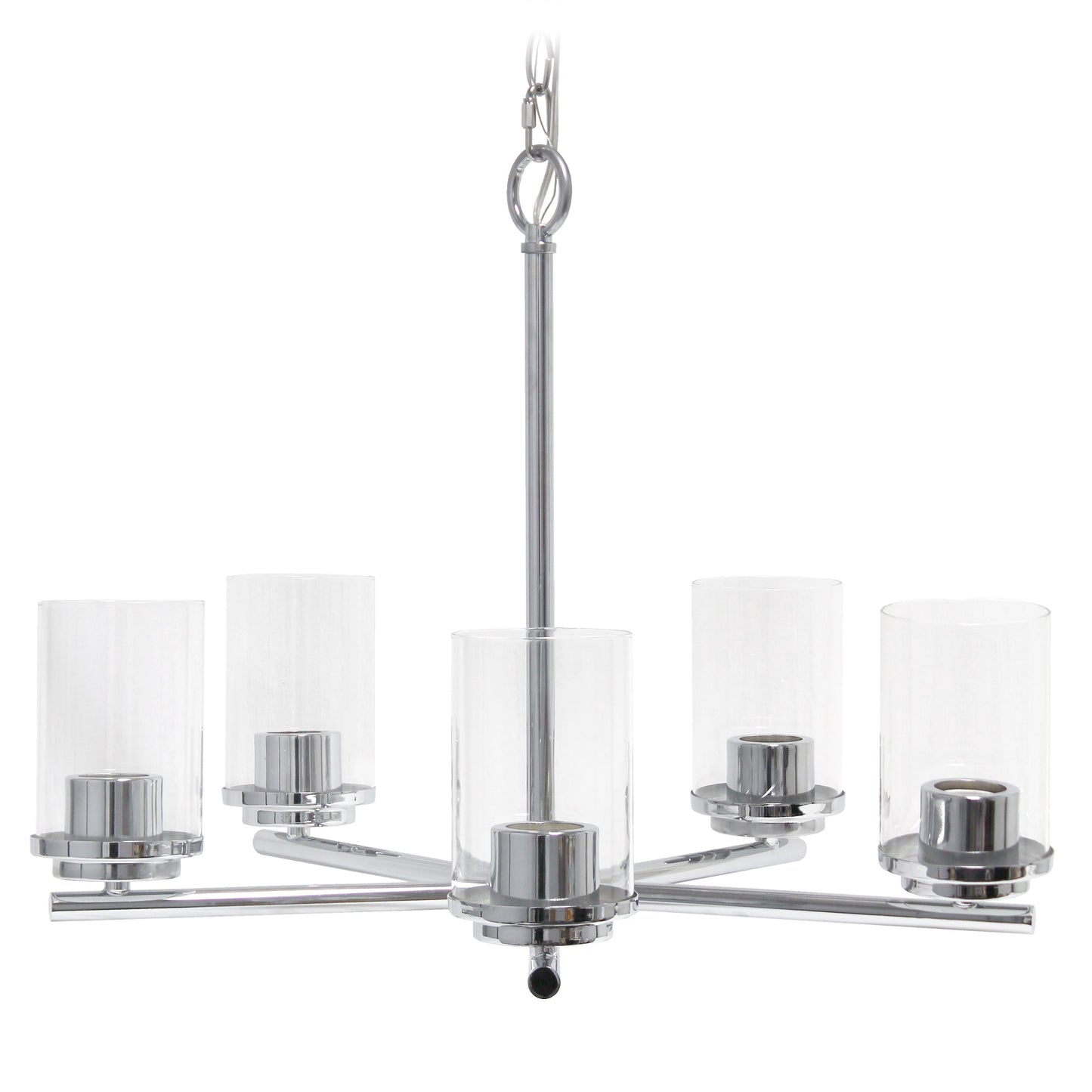 All The Rages Lalia Home 21" Chrome 5-Light Classic Contemporary Clear Glass & Metal Pendant Light