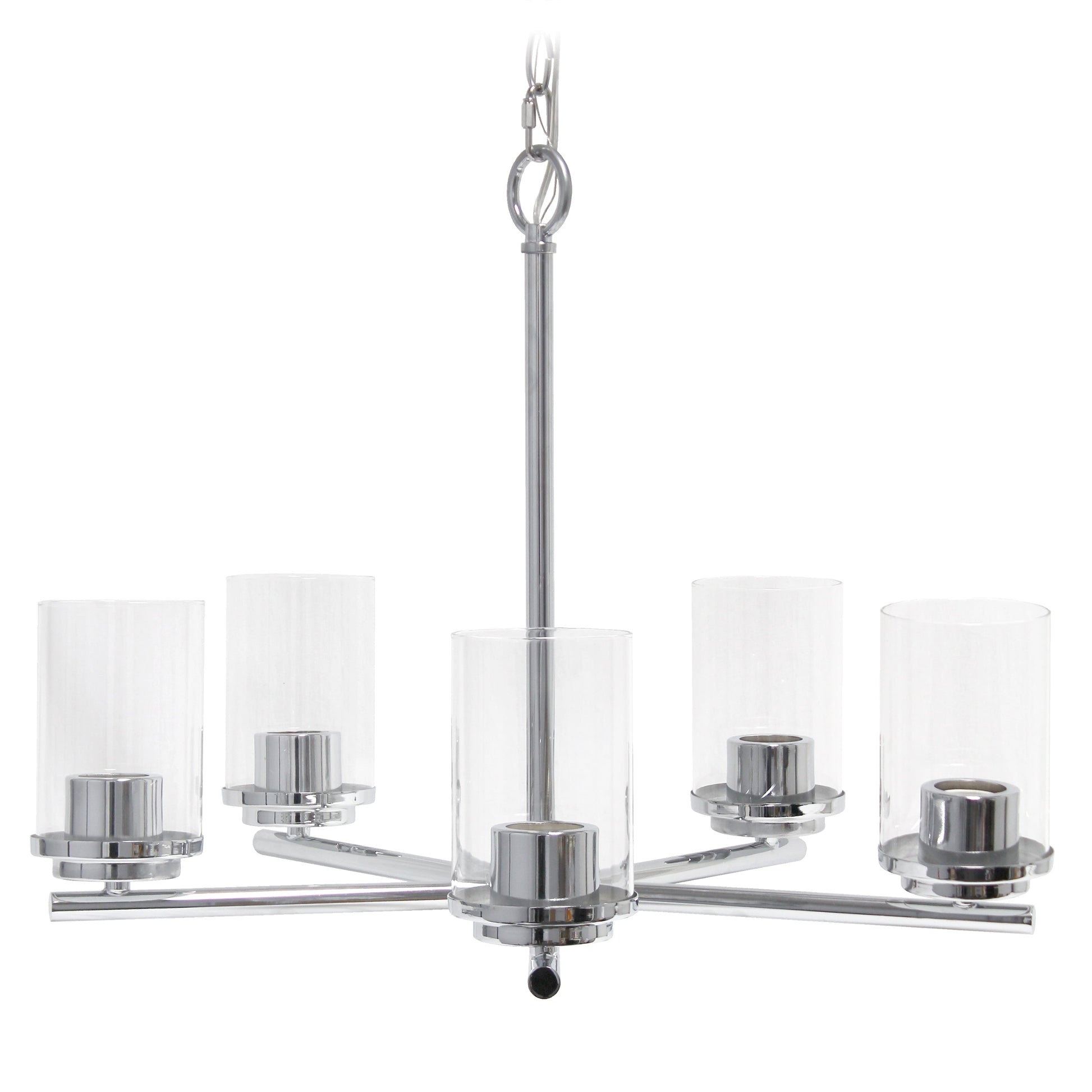 All The Rages Lalia Home 21" Chrome 5-Light Classic Contemporary Clear Glass & Metal Pendant Light
