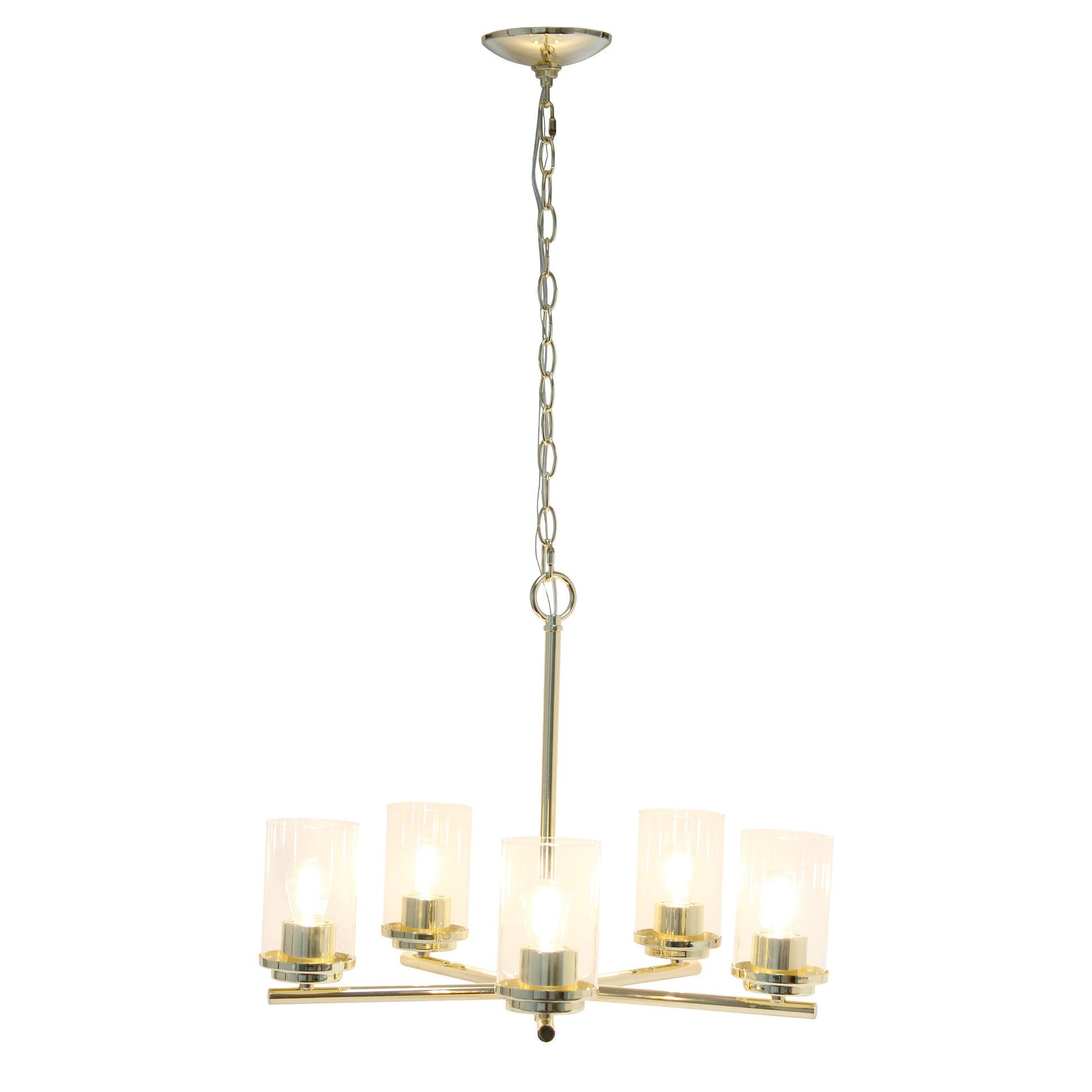All The Rages Lalia Home 21" Gold 5-Light Classic Contemporary Clear Glass & Metal Pendant Light