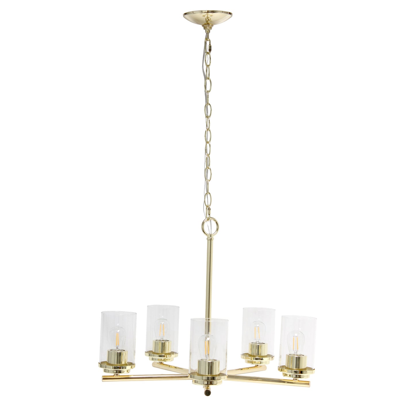 All The Rages Lalia Home 21" Gold 5-Light Classic Contemporary Clear Glass & Metal Pendant Light
