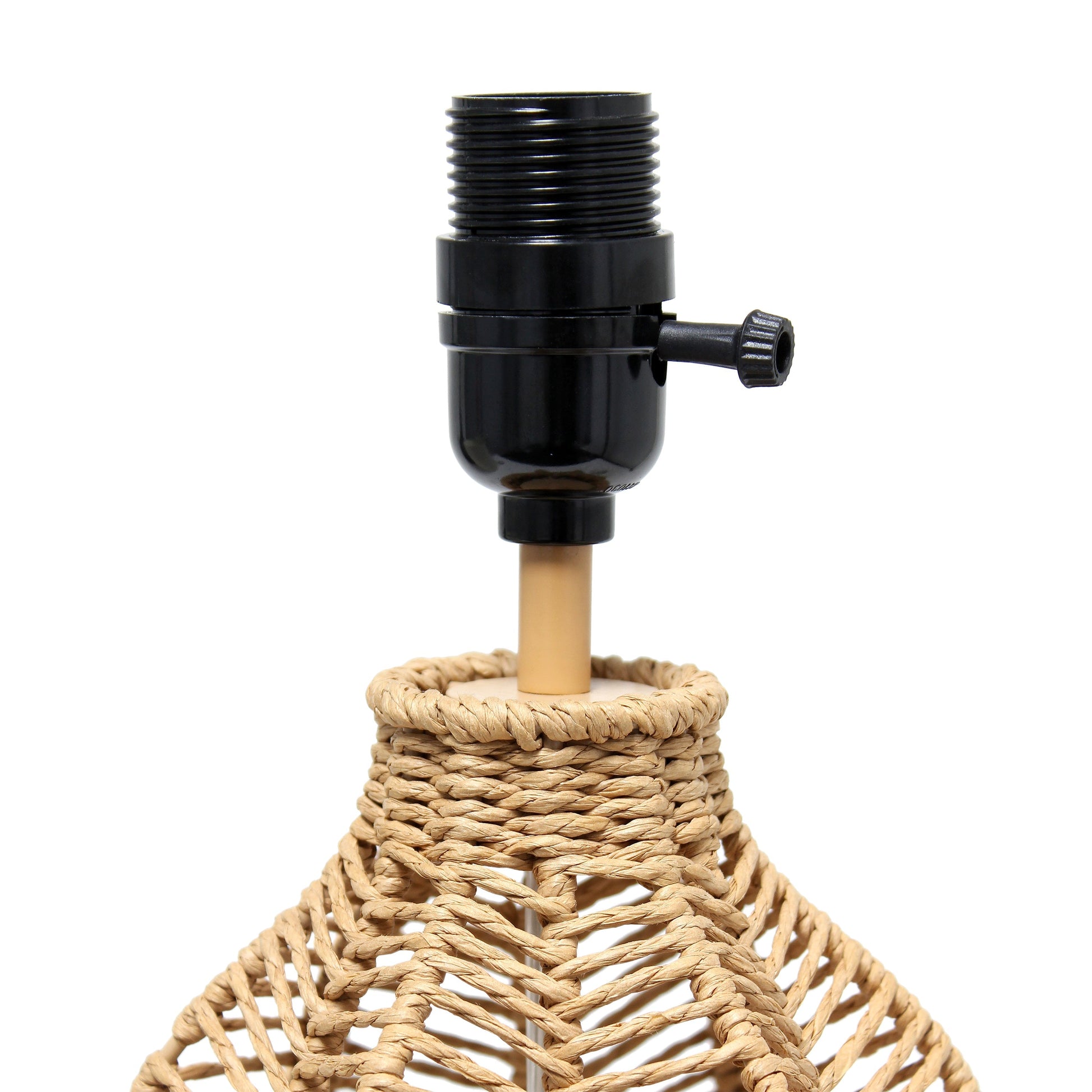 All The Rages Lalia Home 21" Natural Vintage Rattan Wicker Style Paper Rope Table Lamp With Light Beige Fabric Shade