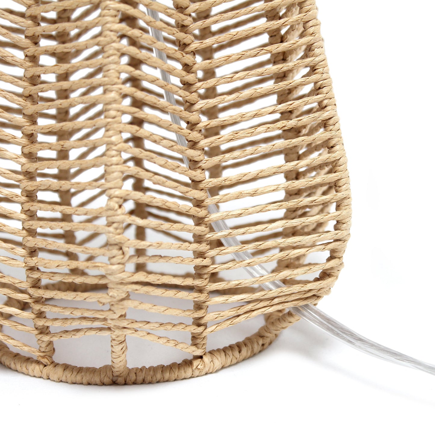 All The Rages Lalia Home 21" Natural Vintage Rattan Wicker Style Paper Rope Table Lamp With Light Beige Fabric Shade