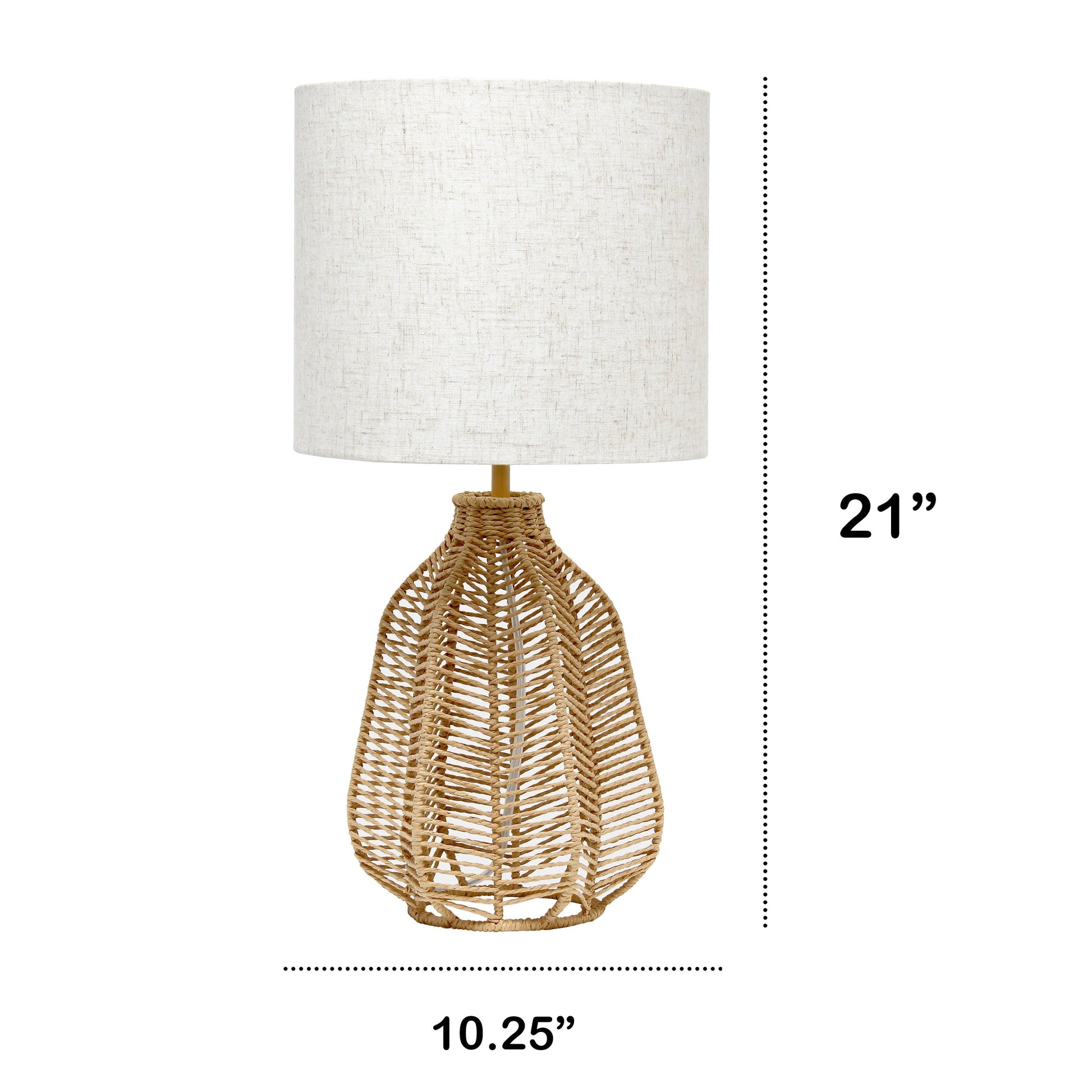 All The Rages Lalia Home 21" Natural Vintage Rattan Wicker Style Paper Rope Table Lamp With Light Beige Fabric Shade