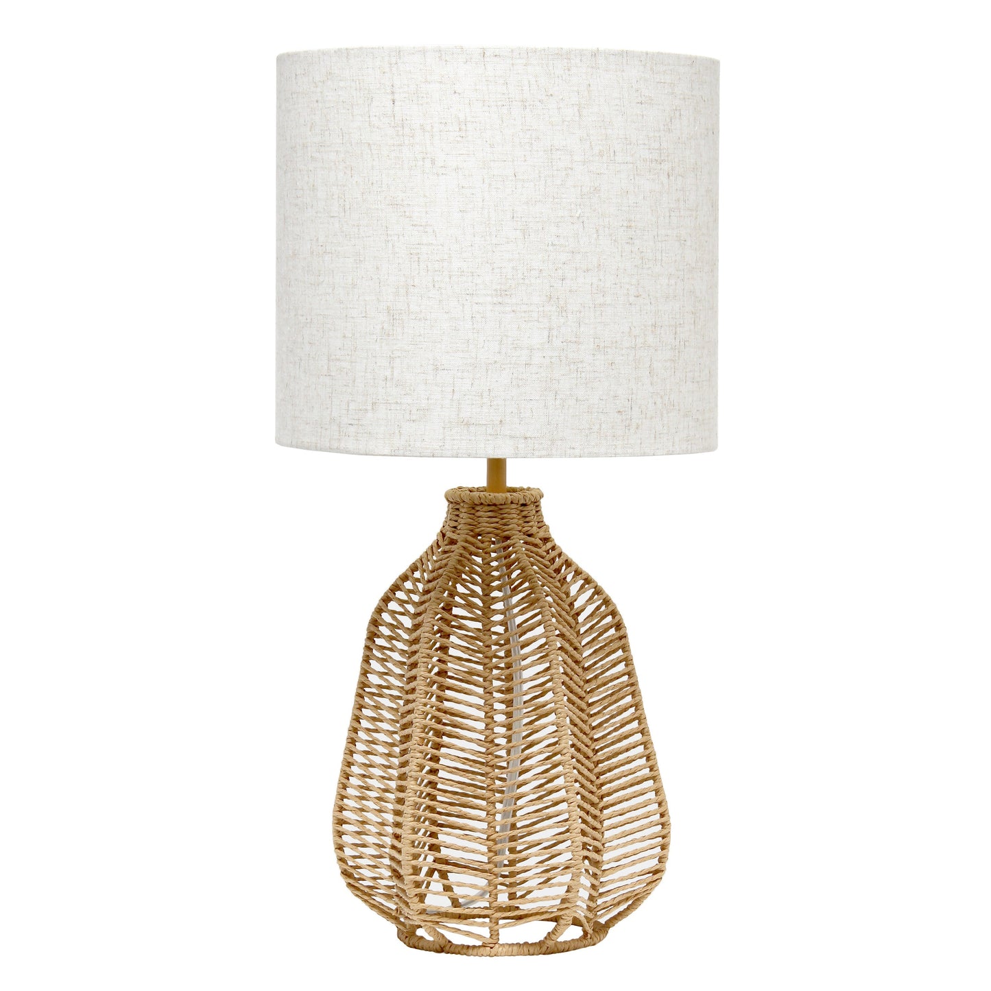 All The Rages Lalia Home 21" Natural Vintage Rattan Wicker Style Paper Rope Table Lamp With Light Beige Fabric Shade