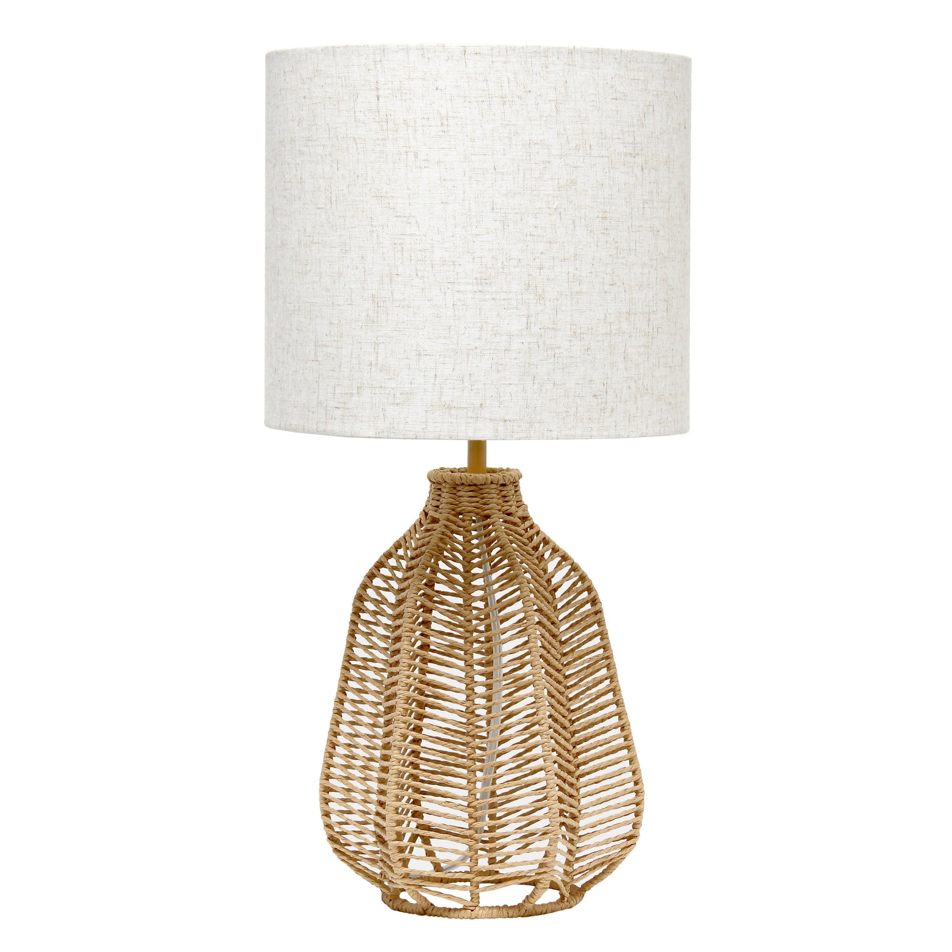 All The Rages Lalia Home 21" Natural Vintage Rattan Wicker Style Paper Rope Table Lamp With Light Beige Fabric Shade
