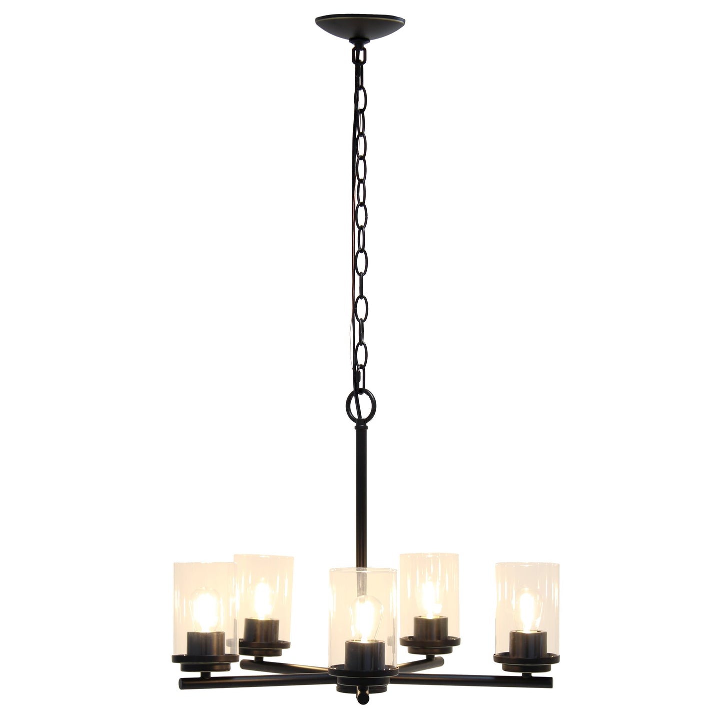 All The Rages Lalia Home 21" Restoration Bronze 5-Light Classic Contemporary Clear Glass & Metal Pendant Light