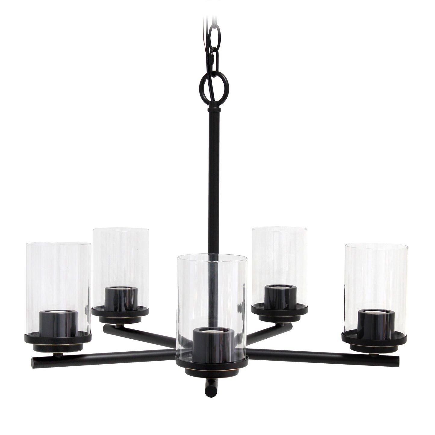 All The Rages Lalia Home 21" Restoration Bronze 5-Light Classic Contemporary Clear Glass & Metal Pendant Light