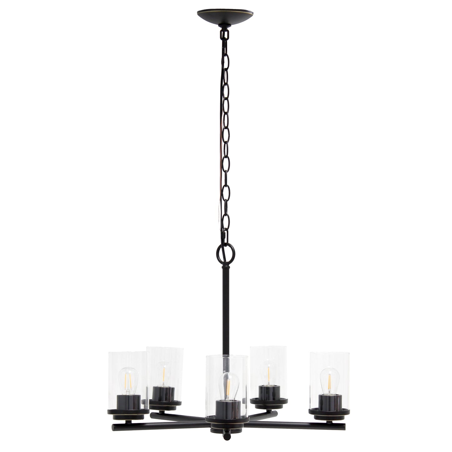 All The Rages Lalia Home 21" Restoration Bronze 5-Light Classic Contemporary Clear Glass & Metal Pendant Light