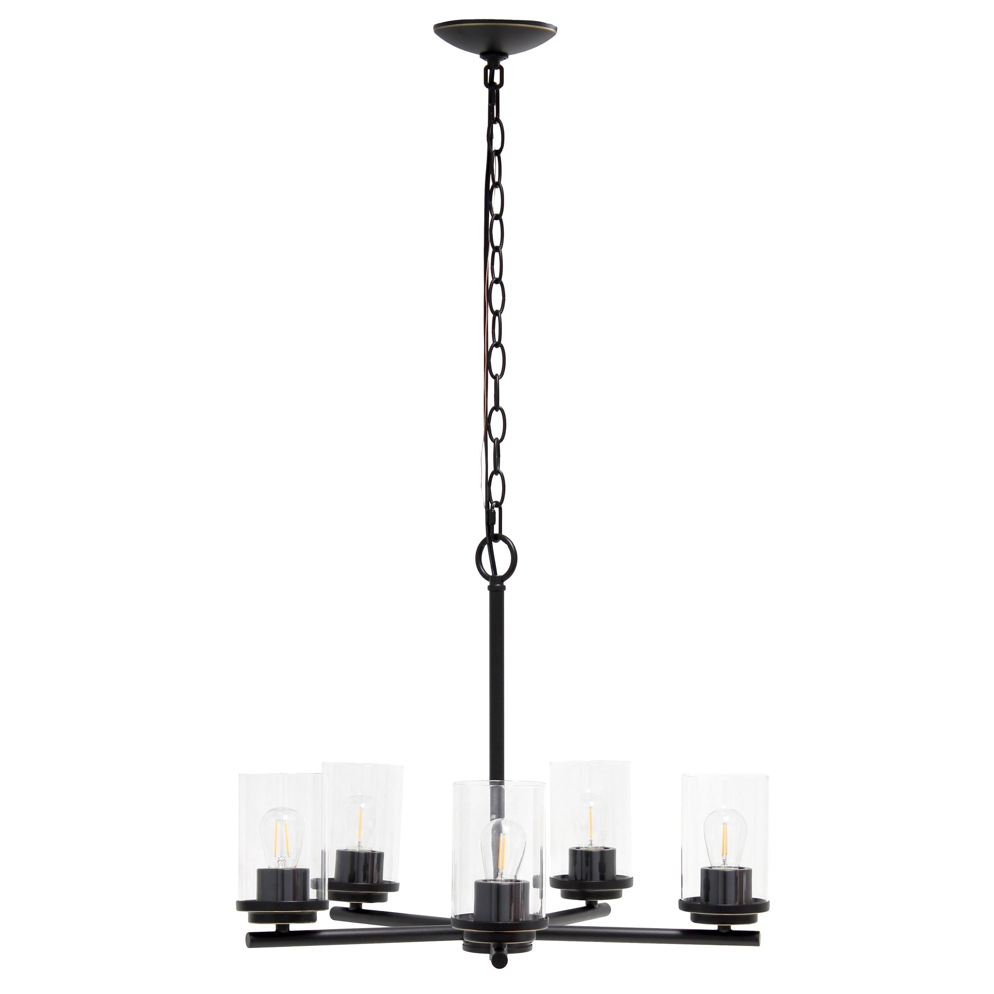 All The Rages Lalia Home 21" Restoration Bronze 5-Light Classic Contemporary Clear Glass & Metal Pendant Light