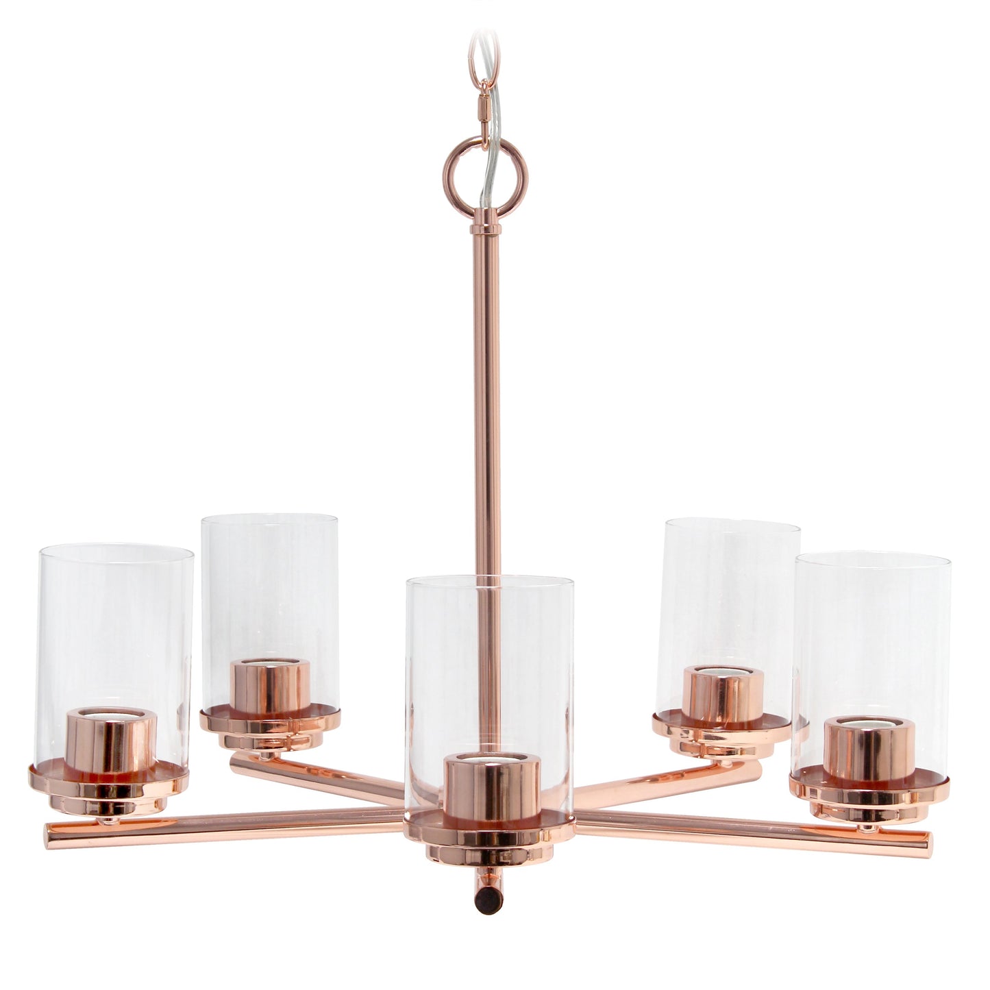 All The Rages Lalia Home 21" Rose Gold 5-Light Classic Contemporary Clear Glass & Metal Pendant Light