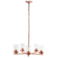 All The Rages Lalia Home 21" Rose Gold 5-Light Classic Contemporary Clear Glass & Metal Pendant Light