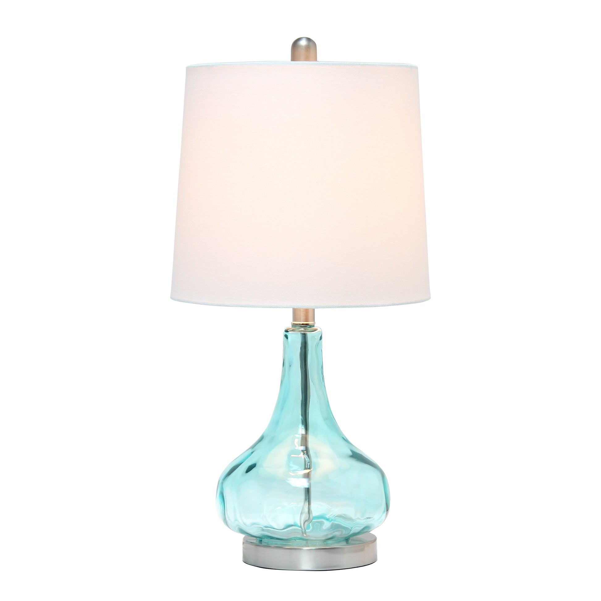 All The Rages Lalia Home 23" Clear Blue Rippled Colored Glass Table Lamp With White Fabric Shade