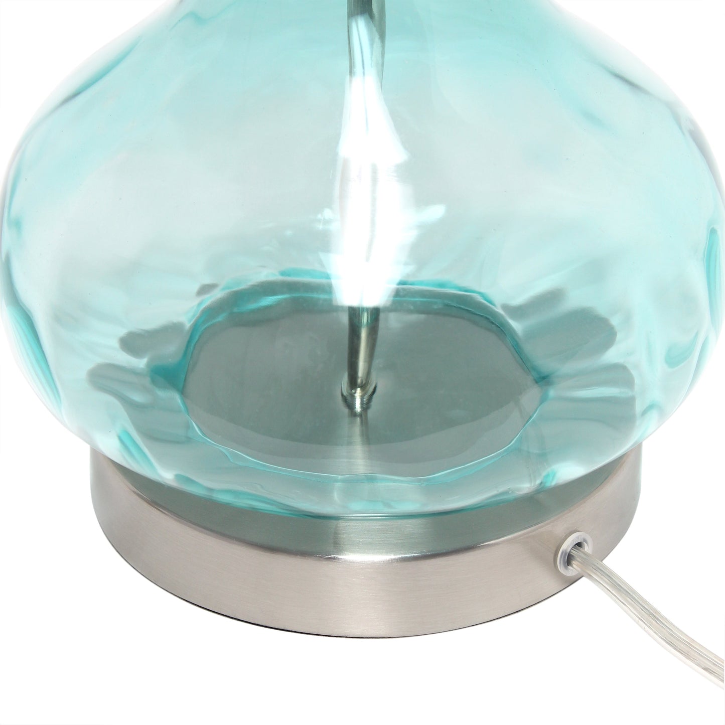 All The Rages Lalia Home 23" Clear Blue Rippled Colored Glass Table Lamp With White Fabric Shade