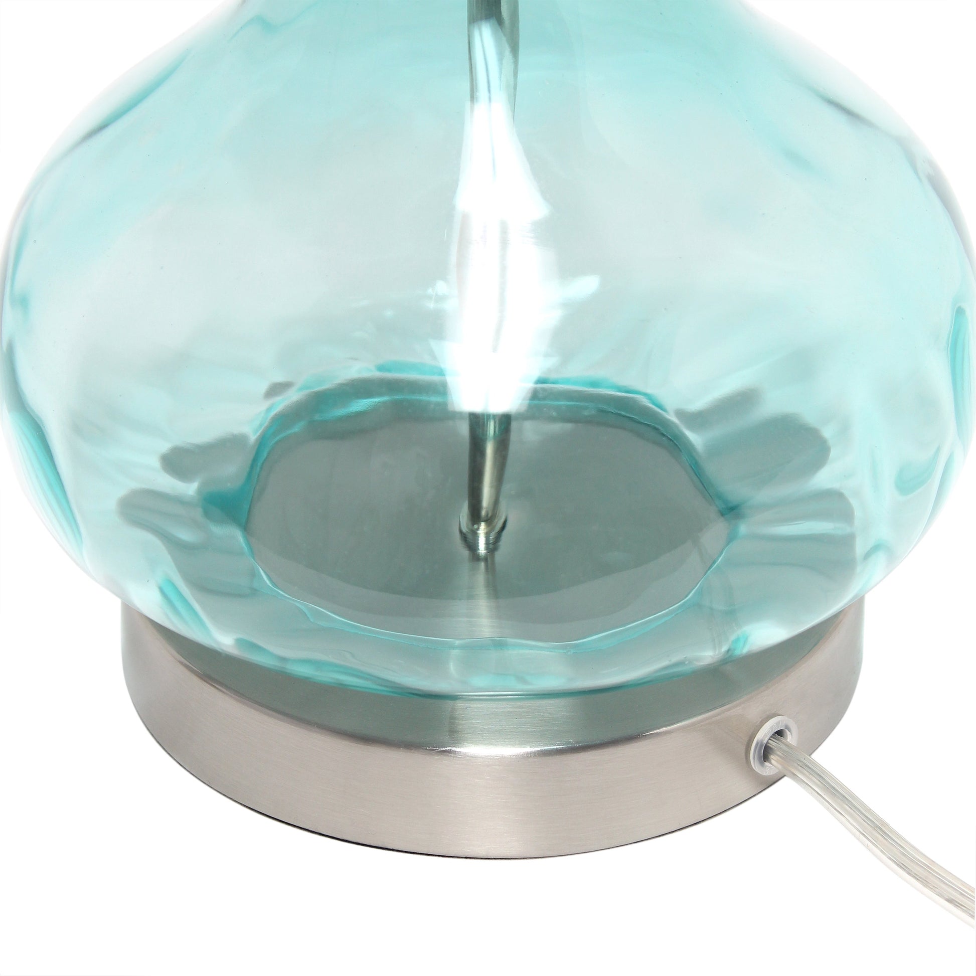 All The Rages Lalia Home 23" Clear Blue Rippled Colored Glass Table Lamp With White Fabric Shade