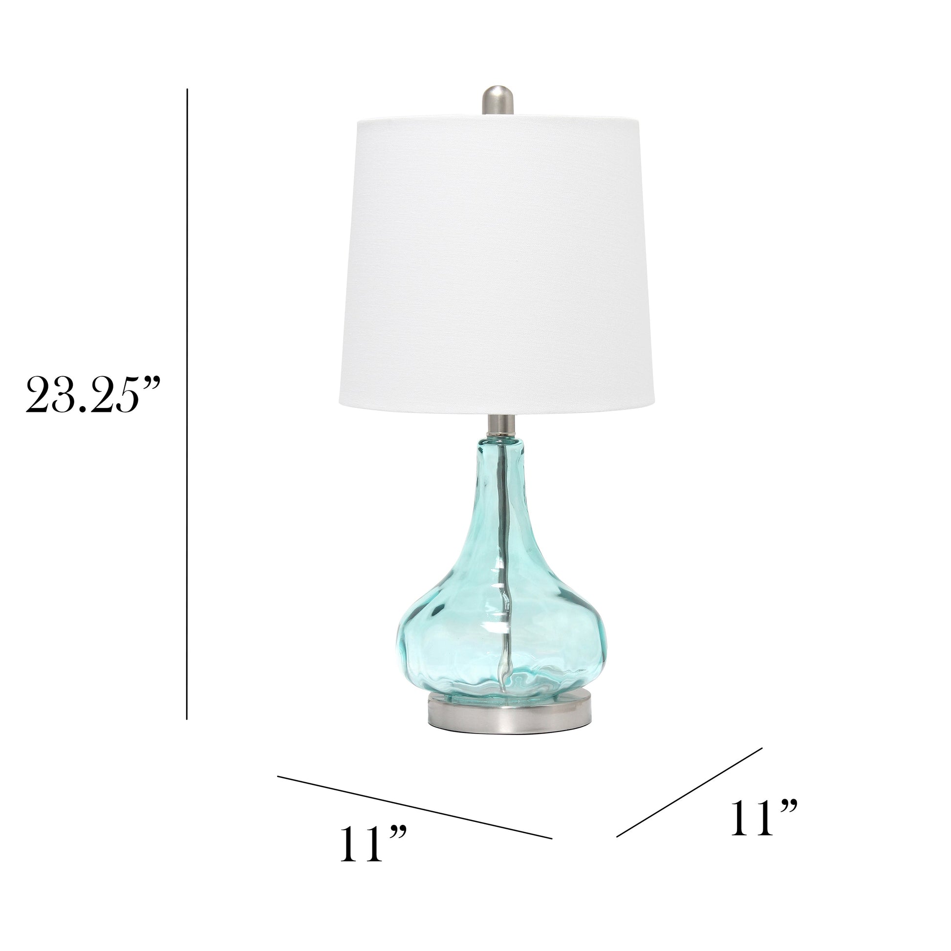 All The Rages Lalia Home 23" Clear Blue Rippled Colored Glass Table Lamp With White Fabric Shade