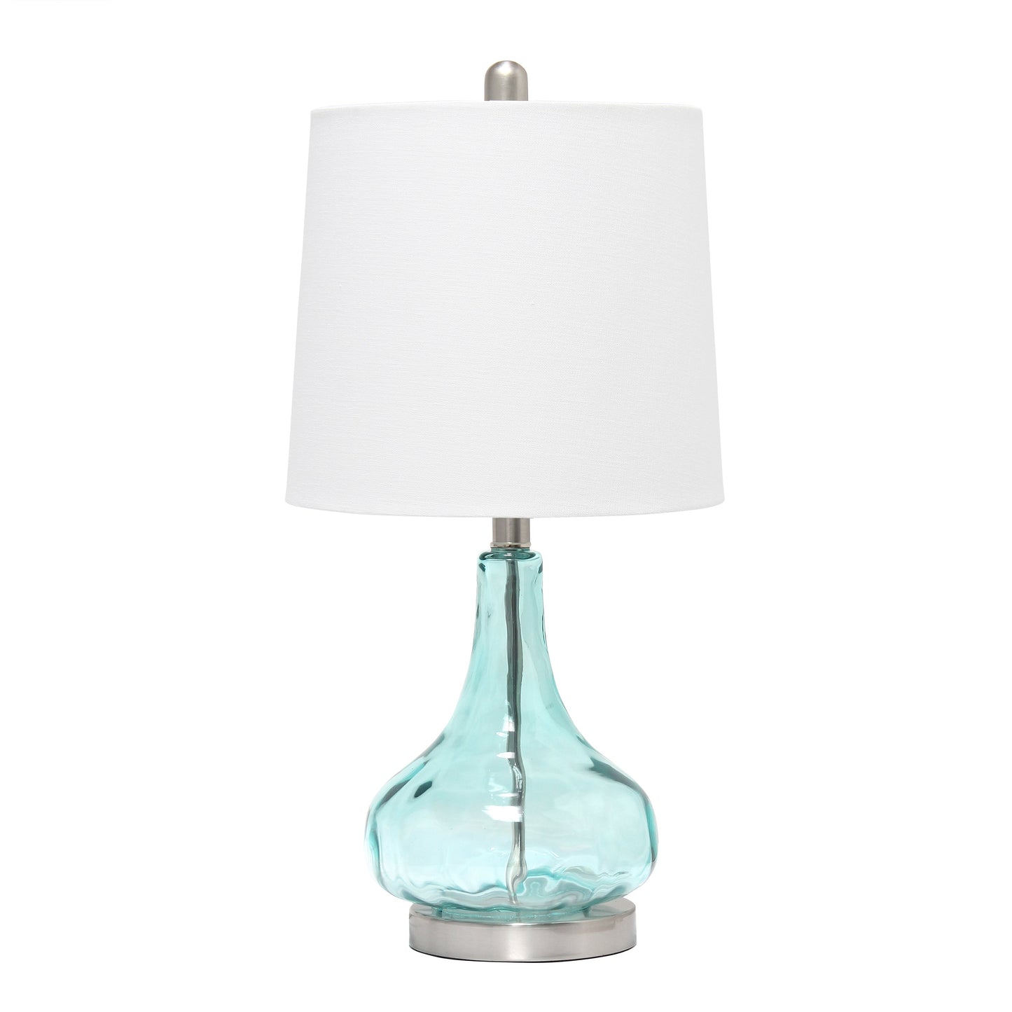 All The Rages Lalia Home 23" Clear Blue Rippled Colored Glass Table Lamp With White Fabric Shade
