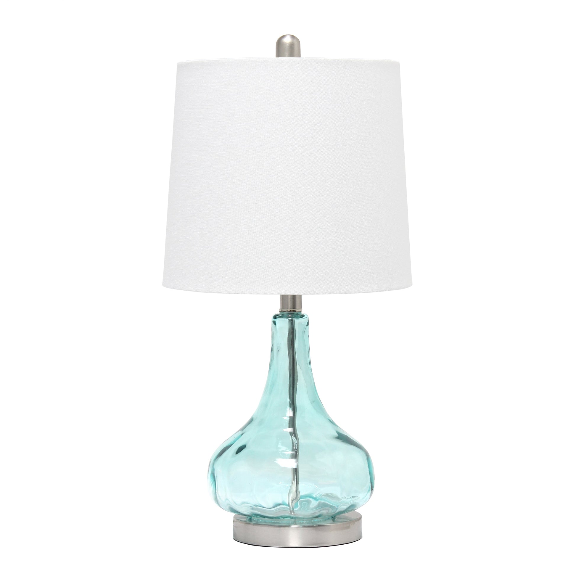All The Rages Lalia Home 23" Clear Blue Rippled Colored Glass Table Lamp With White Fabric Shade