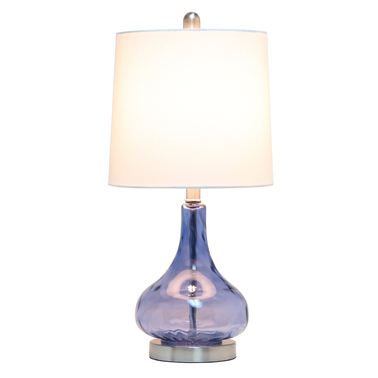 All The Rages Lalia Home 23" Dark Blue Rippled Colored Glass Table Lamp With White Fabric Shade