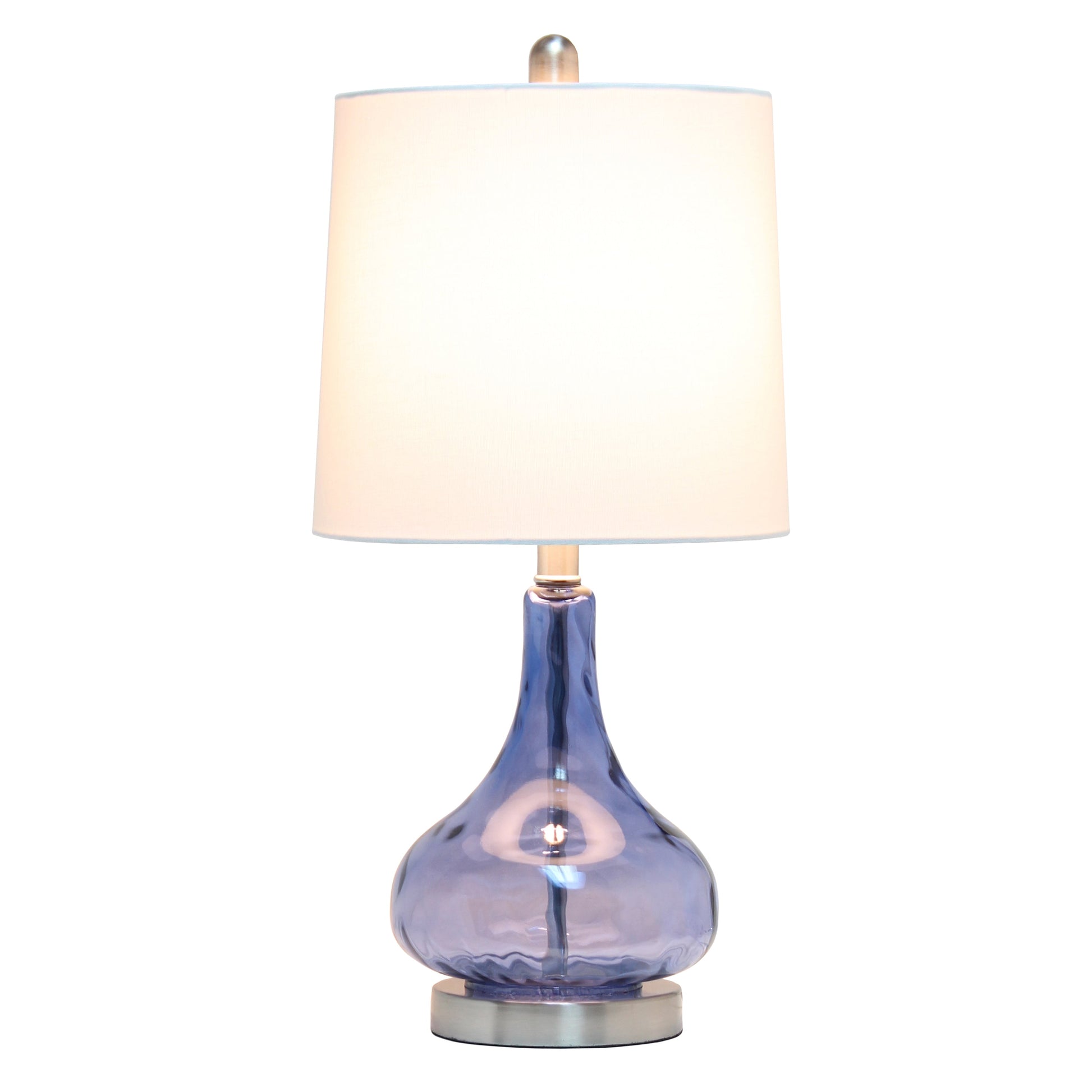 All The Rages Lalia Home 23" Dark Blue Rippled Colored Glass Table Lamp With White Fabric Shade