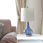 All The Rages Lalia Home 23" Dark Blue Rippled Colored Glass Table Lamp With White Fabric Shade