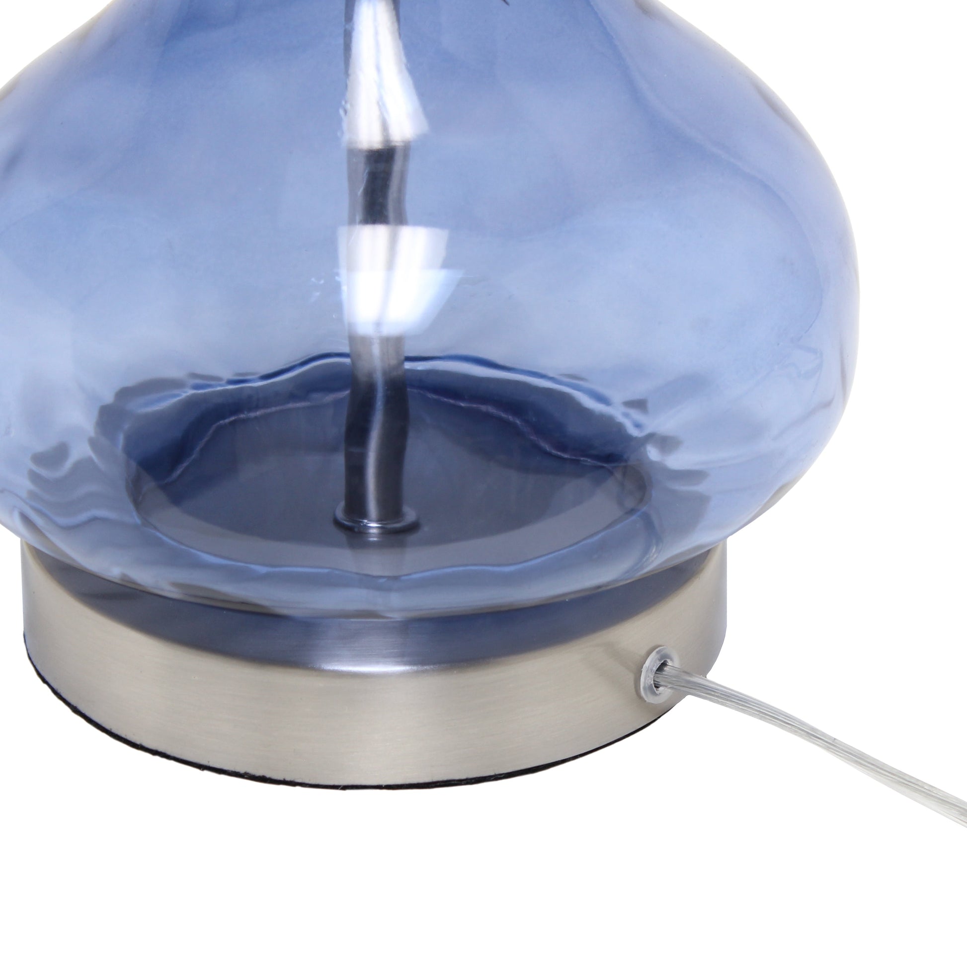 All The Rages Lalia Home 23" Dark Blue Rippled Colored Glass Table Lamp With White Fabric Shade