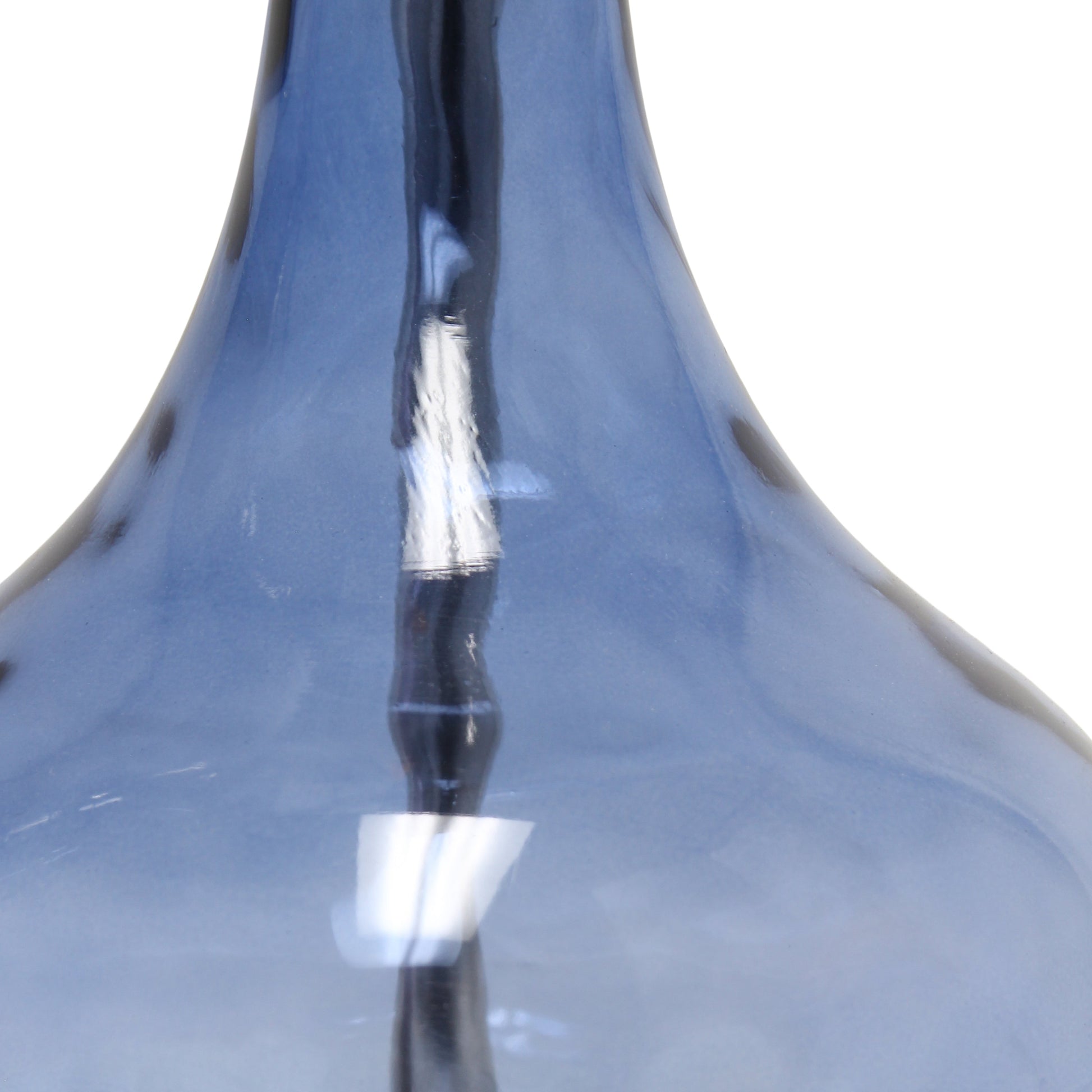 All The Rages Lalia Home 23" Dark Blue Rippled Colored Glass Table Lamp With White Fabric Shade