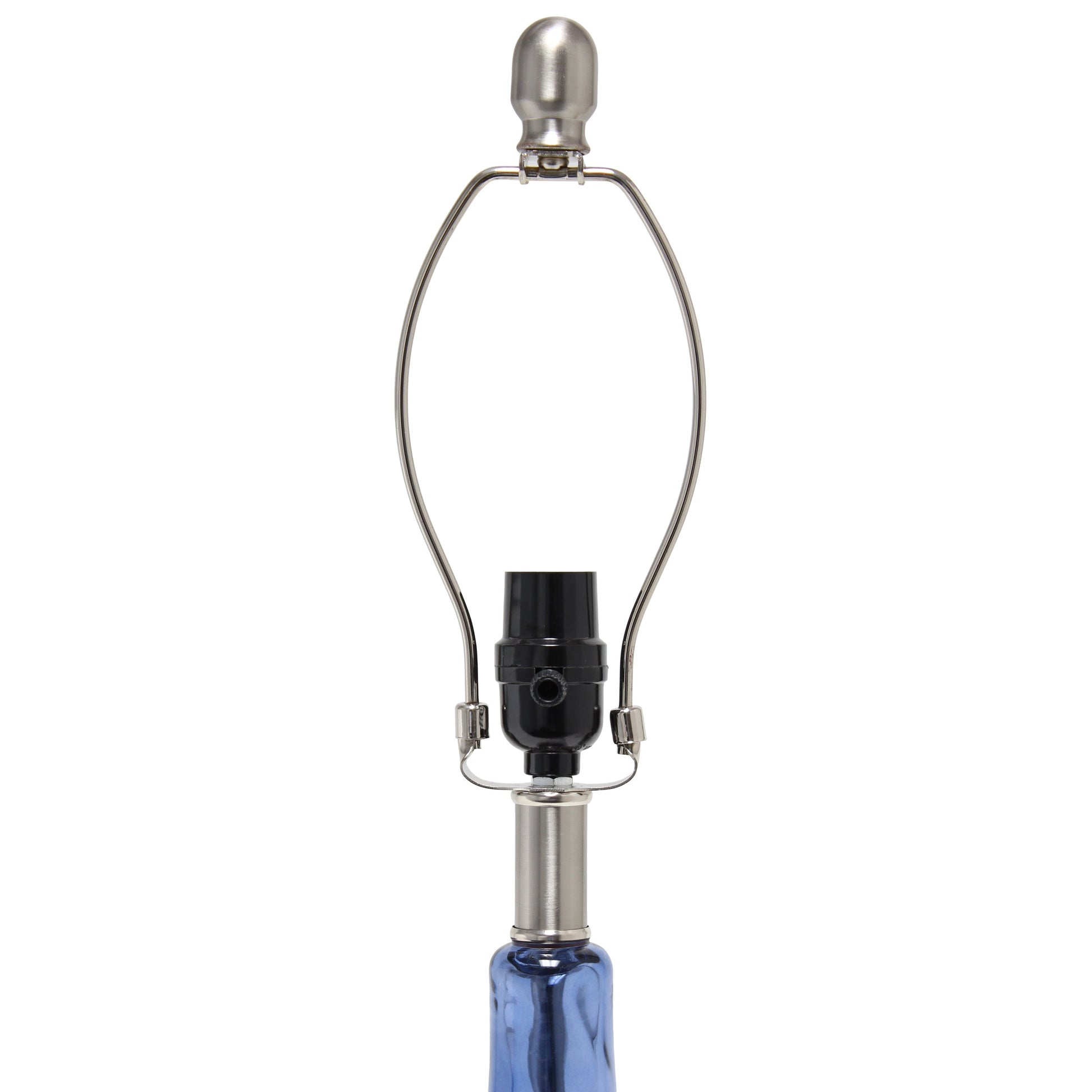 All The Rages Lalia Home 23" Dark Blue Rippled Colored Glass Table Lamp With White Fabric Shade