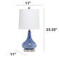 All The Rages Lalia Home 23" Dark Blue Rippled Colored Glass Table Lamp With White Fabric Shade